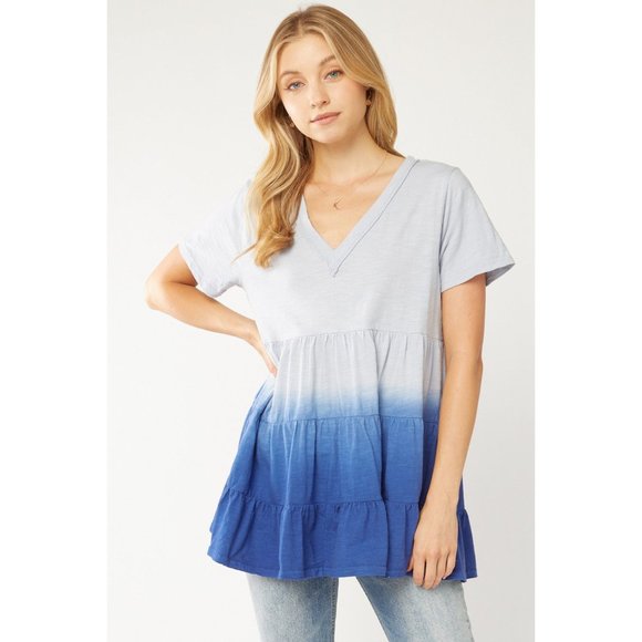entro Tops - Entro Ombre Tiered Top, Blue